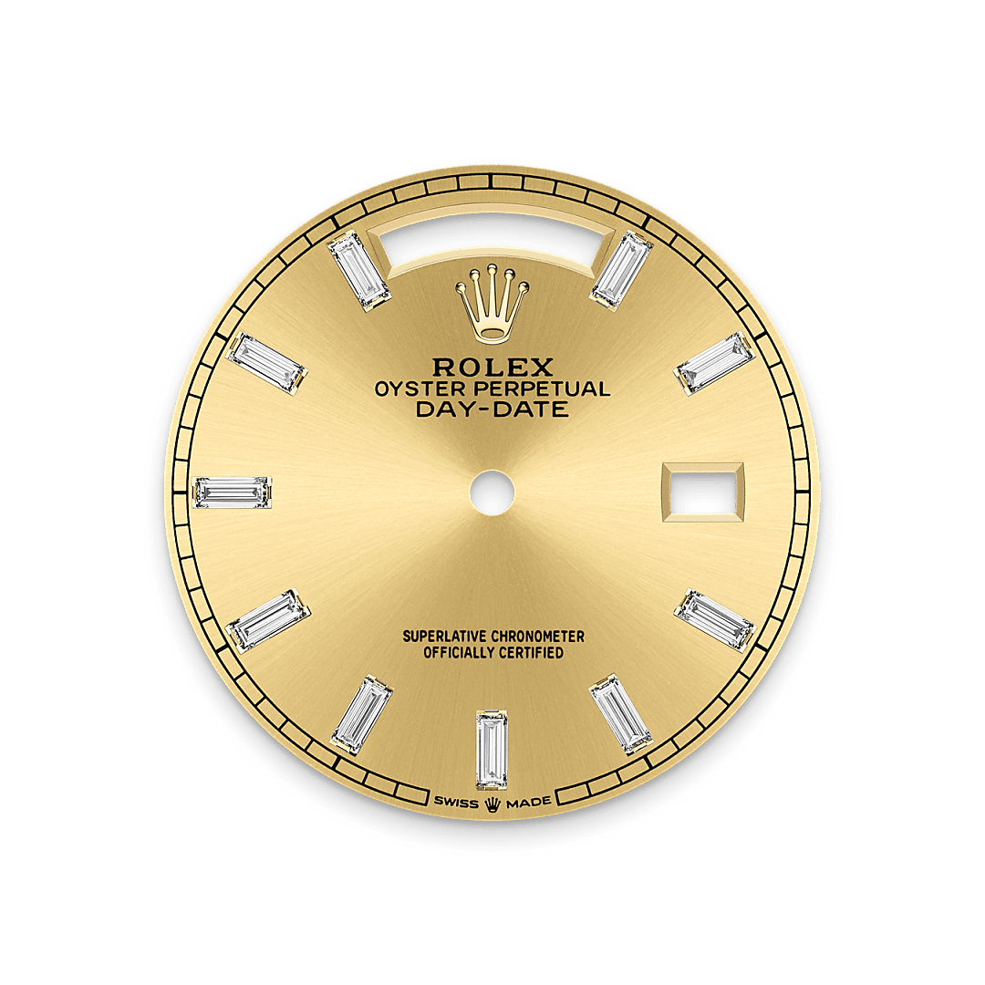 Rolex  Day-Date 36 Oyster, 36 mm, guld og diamanter M128398TBR-0037 hos Knud Pedersen