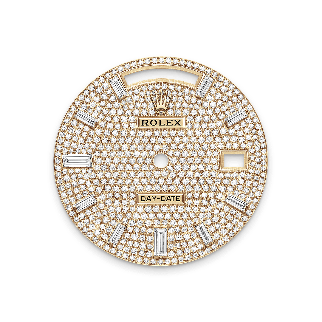 Rolex  Day-Date 40 Oyster, 40 mm, guld og diamanter M228398TBR-0036 hos Knud Pedersen