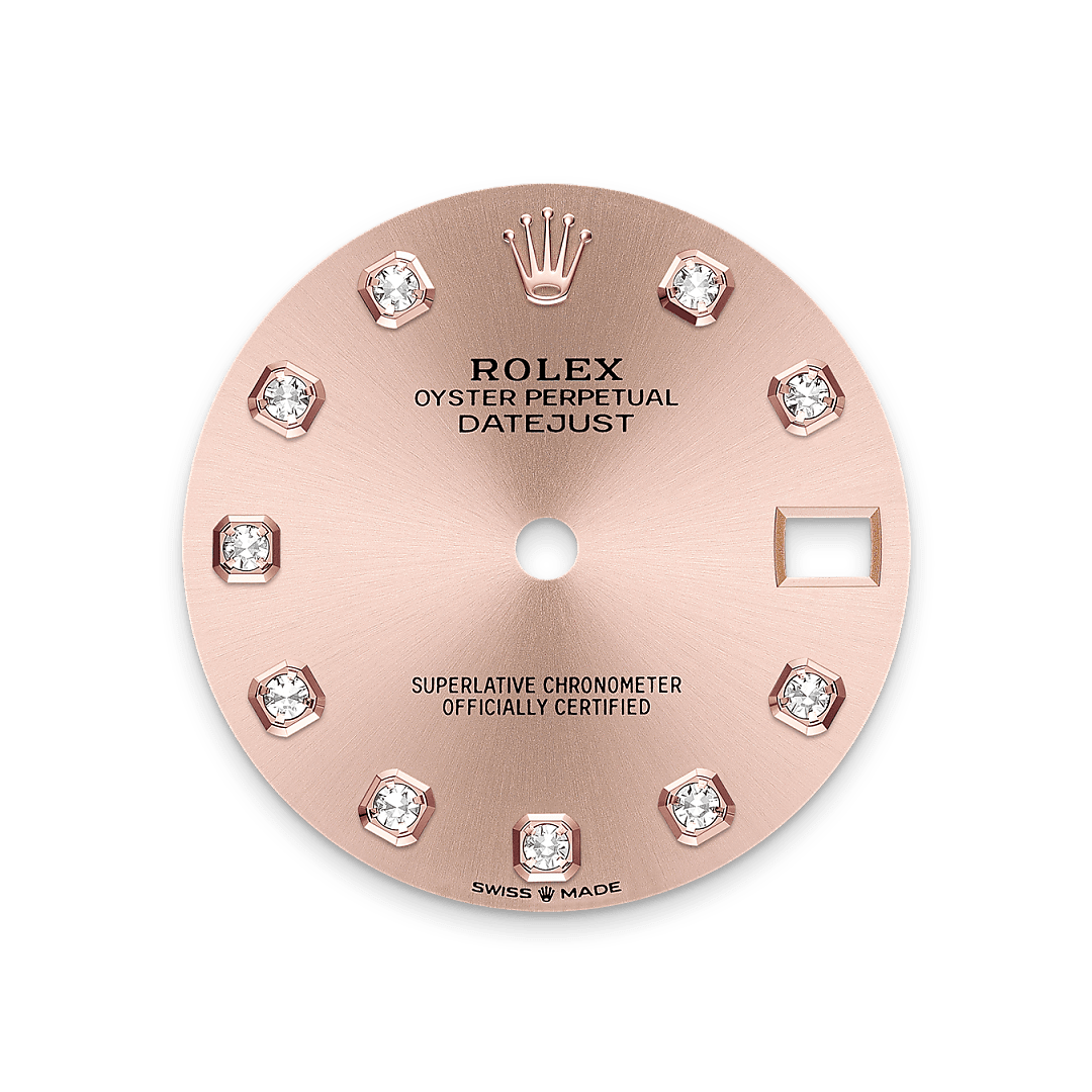 Rolex  Datejust 31 Oyster, 31 mm, Oystersteel, Everose guld og diamanter M278381RBR-0023 hos Knud Pedersen