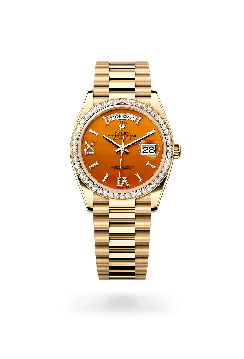 Rolex Day-Date 36Oyster, 36 mm, guld og diamanterM128348RBR-0049 - Knud Pedersen