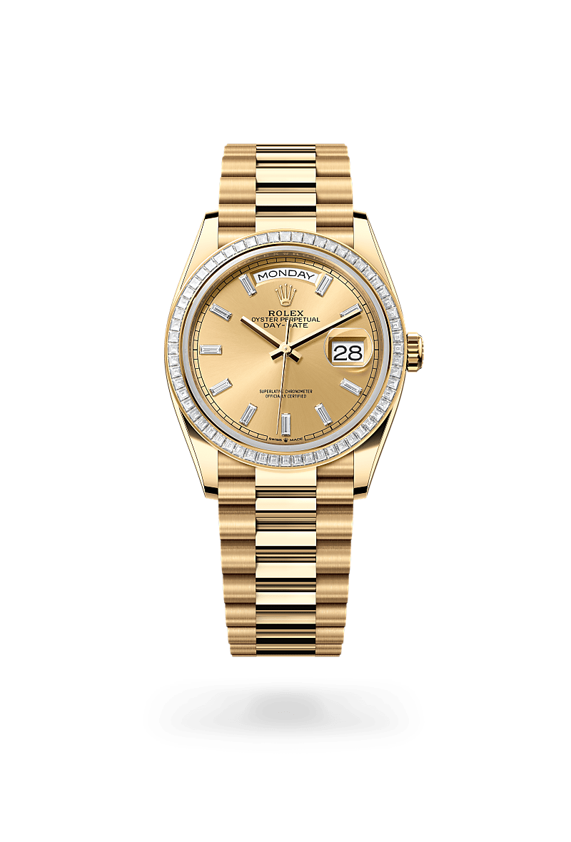 Rolex Day-Date 36Oyster, 36 mm, guld og diamanterM128398TBR-0037 - Knud Pedersen