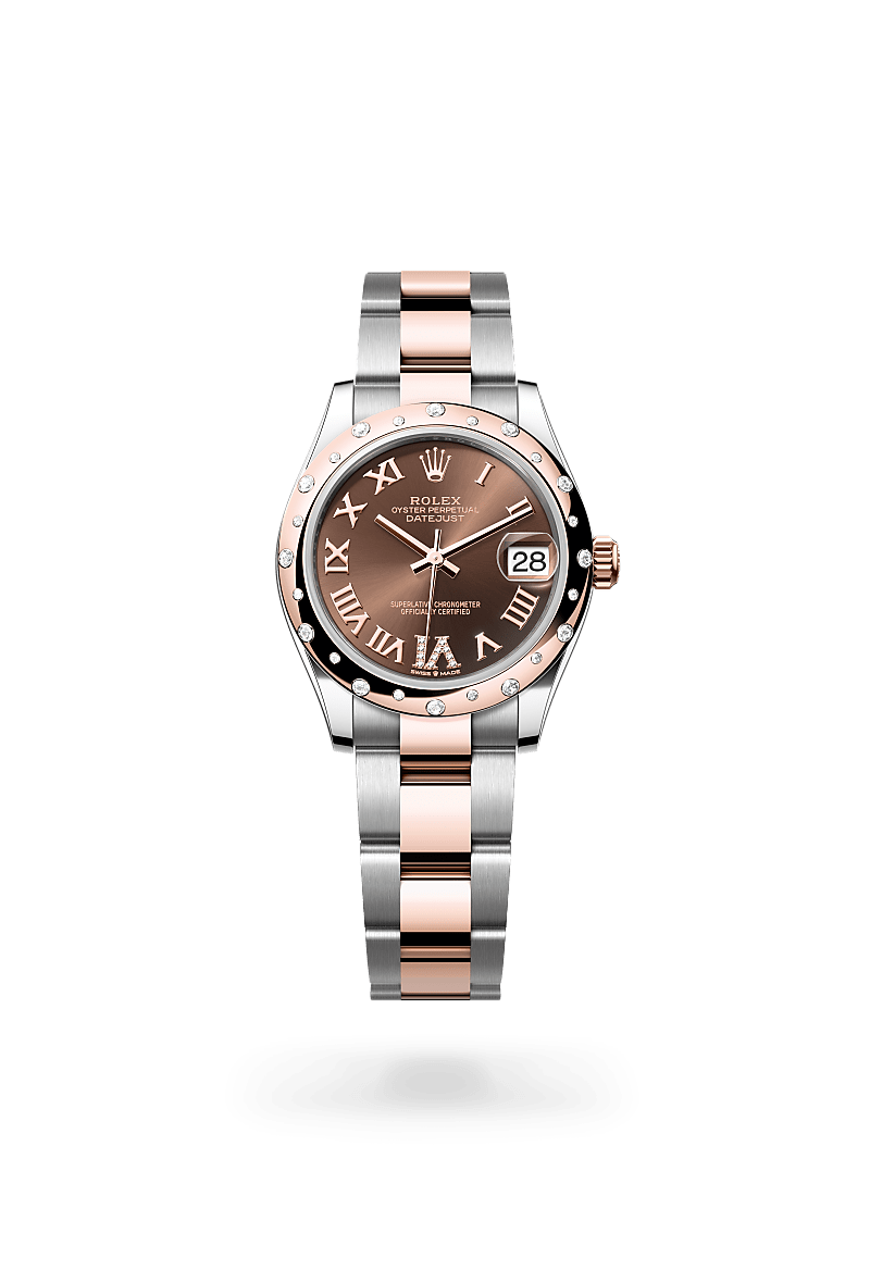 Rolex Datejust 31Oyster, 31 mm, Oystersteel, Everose guld og diamanterM278341RBR-0003 - Knud Pedersen