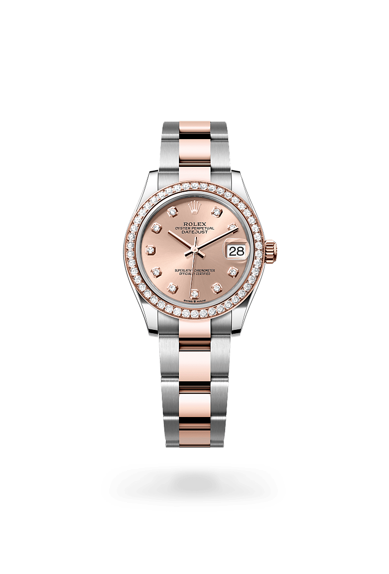 Rolex Datejust 31Oyster, 31 mm, Oystersteel, Everose guld og diamanterM278381RBR-0023 - Knud Pedersen
