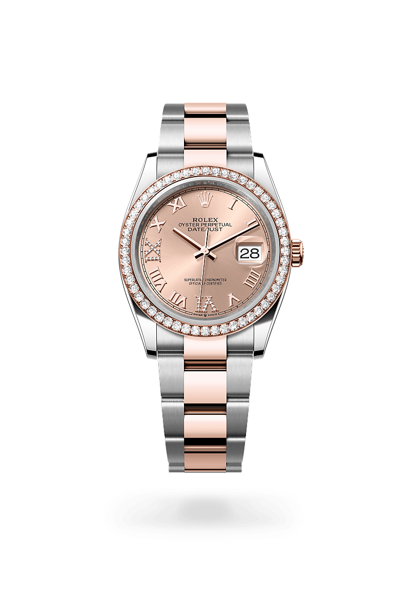 Rolex  Datejust 36 Oyster, 36 mm, Oystersteel, Everose guld og diamanter M126281RBR-0016 | Knud Pedersen - Knud Pedersen