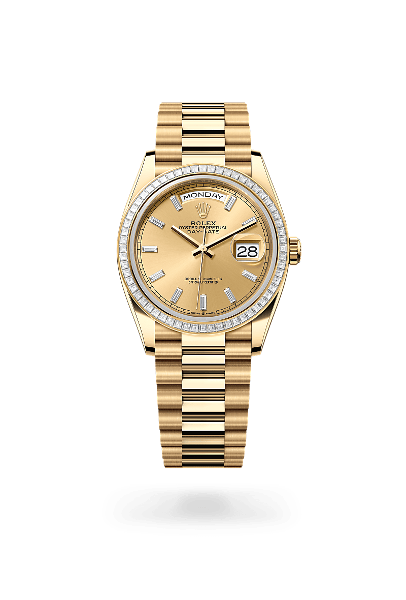 Rolex  Day-Date 36 Oyster, 36 mm, guld og diamanter M128398TBR-0037 | Knud Pedersen - Knud Pedersen