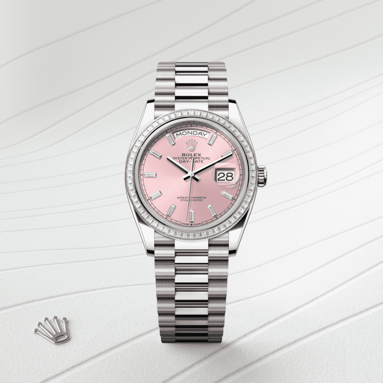 Rolex Day-Date 36, Oyster, 36 mm, hvidguld og diamanter, M128399TBR-0029