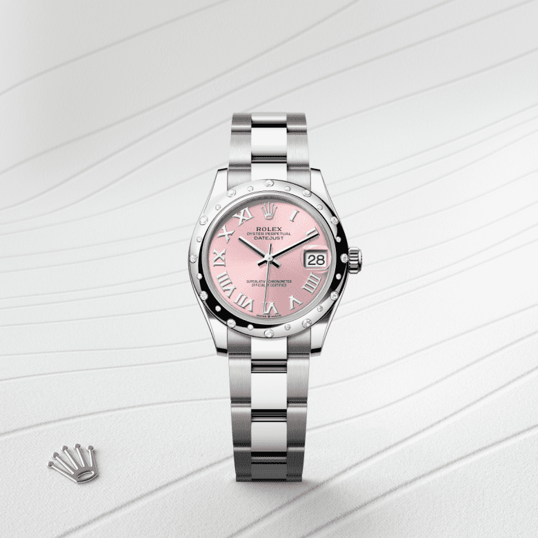 Rolex Datejust 31, Oyster, 31 mm, Oystersteel, hvidguld og diamanter, M278344RBR-0021