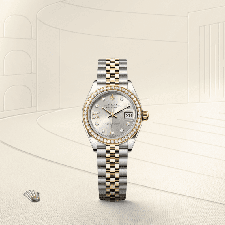 Rolex Lady-Datejust, Oyster, 28 mm, Oystersteel, guld og diamanter, M279383RBR-0003