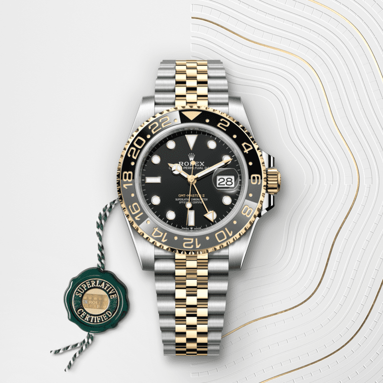 Rolex GMT-Master II, Oyster, 40 mm, Oystersteel og gult guld, M126713GRNR-0001