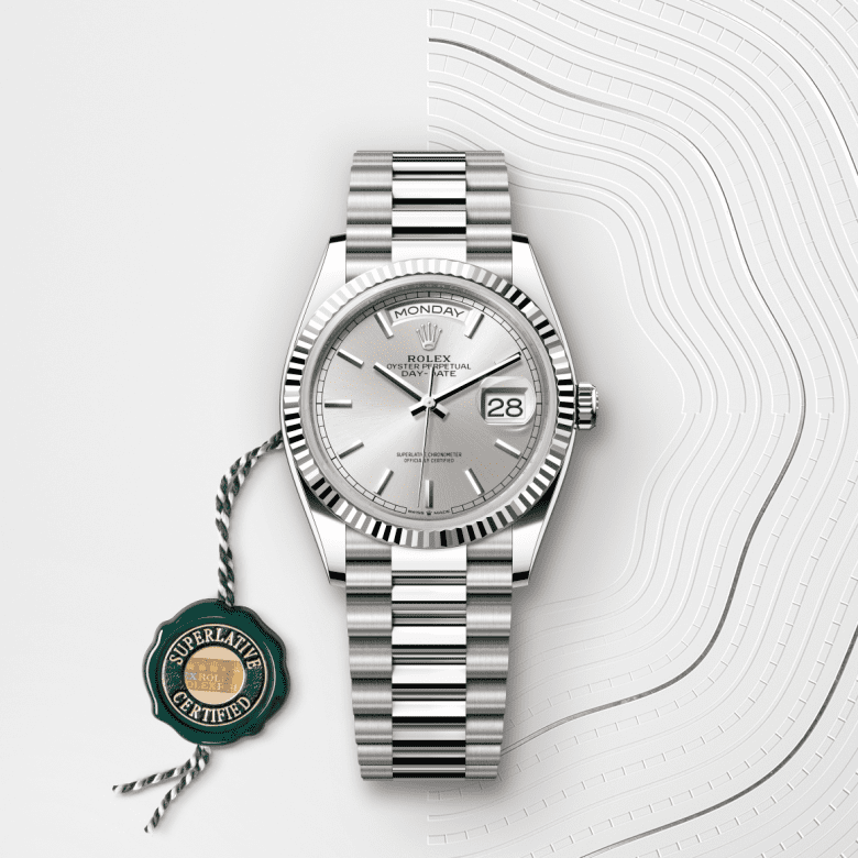 Rolex Day-Date 36, Oyster, 36 mm, hvidguld, M128239-0005