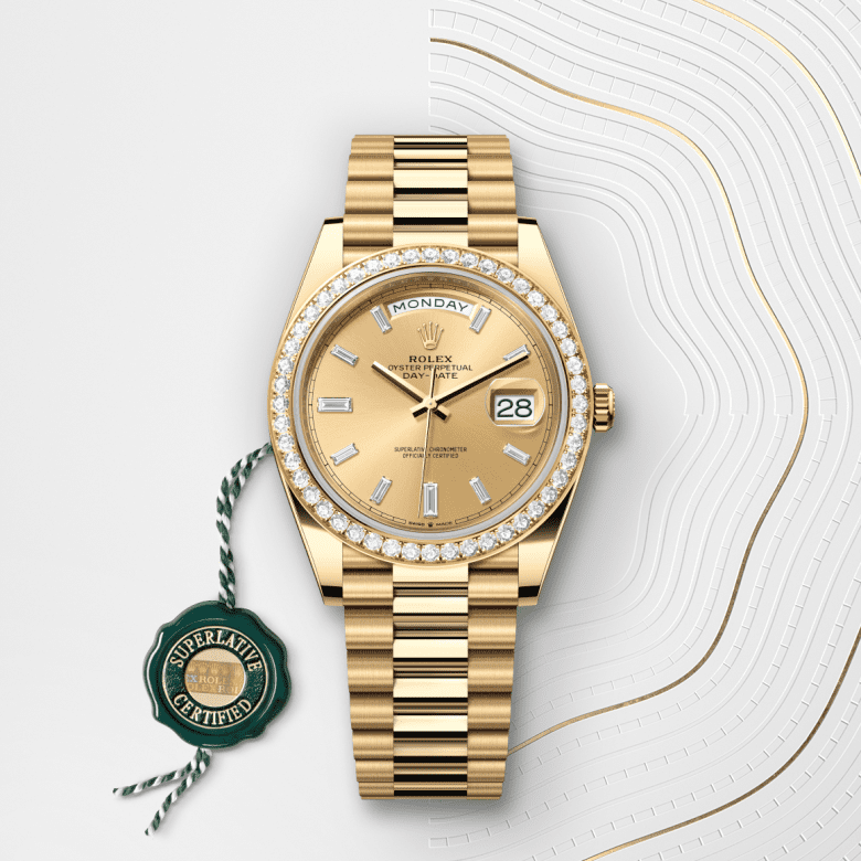 Rolex Day-Date 40, Oyster, 40 mm, guld og diamanter, M228348RBR-0002