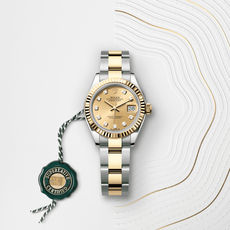 Rolex Lady-Datejust, Oyster, 28 mm, Oystersteel og gult guld, M279173-0012
