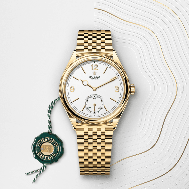 Rolex 1908, 39 mm, 18 karat gult guld, poleret finish, M52508-0008