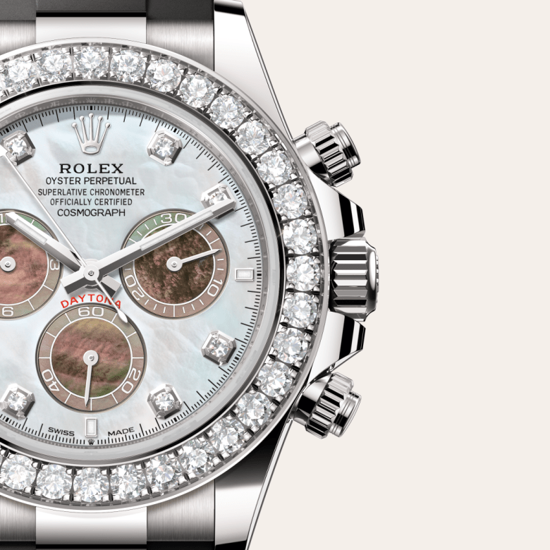 Rolex Cosmograph Daytona, Oyster, 40 mm, hvidguld og diamanter, M126589RBR-0001