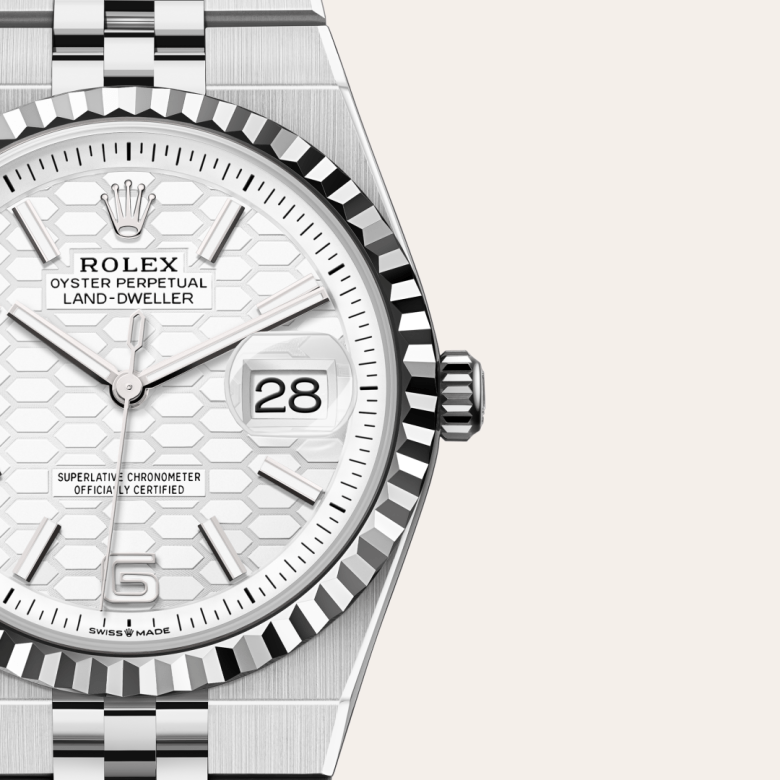 Rolex Land-Dweller 36, Oyster, 36 mm, Oystersteel og hvidguld, M127234-0001