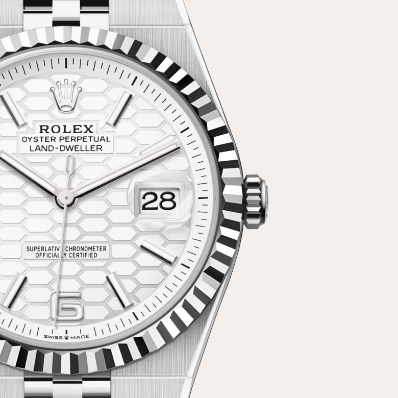 Rolex Land-Dweller 40, Oyster, 40 mm, Oystersteel og hvidguld, M127334-0001