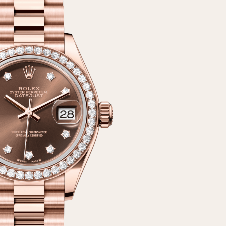Rolex Lady-Datejust, Oyster, 28 mm, Everose guld og diamanter, M279135RBR-0001