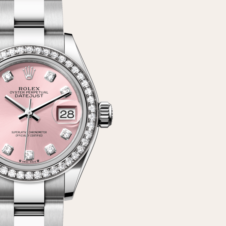 Rolex Lady-Datejust, Oyster, 28 mm, Oystersteel, hvidguld og diamanter, M279384RBR-0004