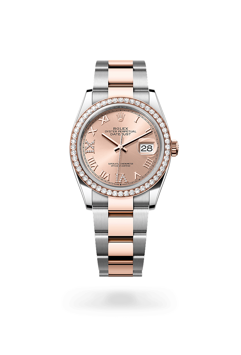 Rolex  Datejust 36 Oyster, 36 mm, Oystersteel, Everose guld og diamanter M126281RBR-0016 | Knud Pedersen - Knud Pedersen