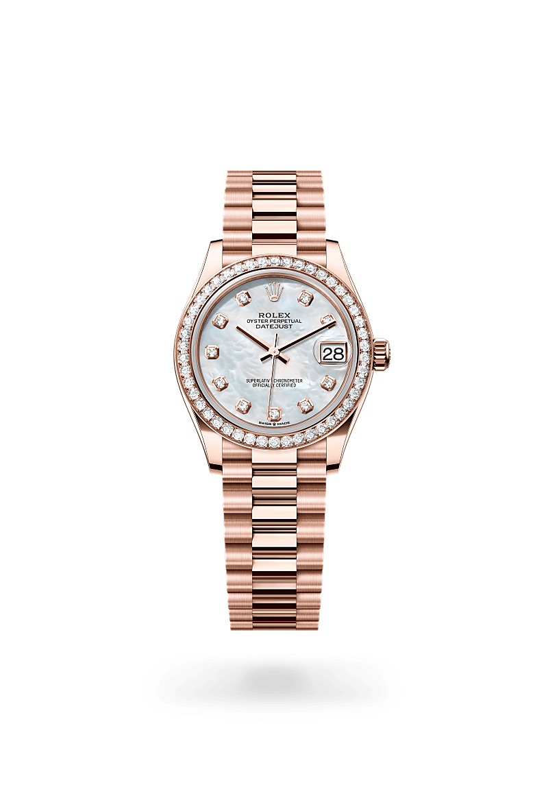 Rolex  Datejust 31 Oyster, 31 mm, Everose guld og diamanter M278285RBR-0005 | Knud Pedersen - Knud Pedersen