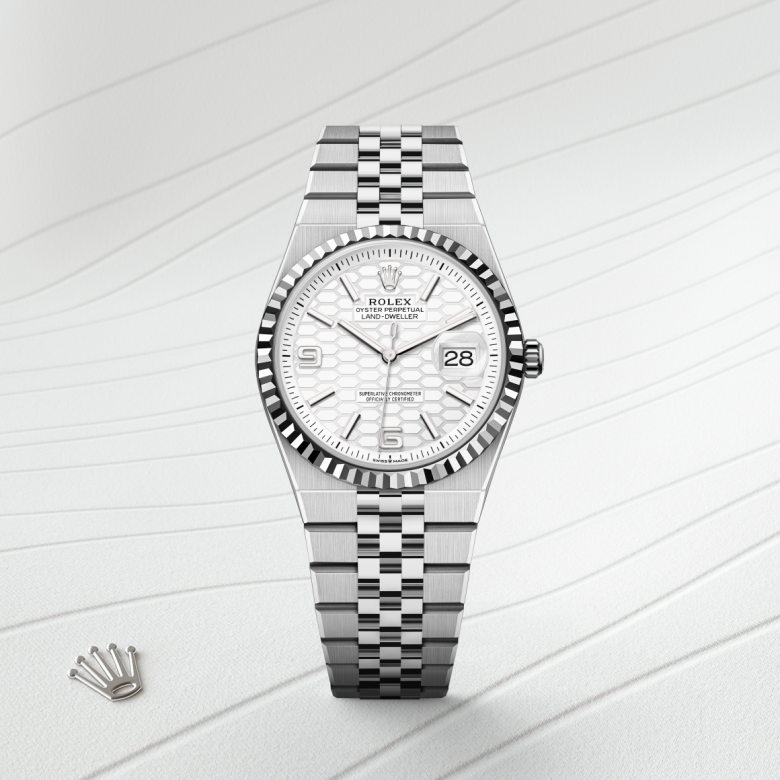 Rolex Land-Dweller 36, Oyster, 36 mm, Oystersteel og hvidguld, M127234-0001