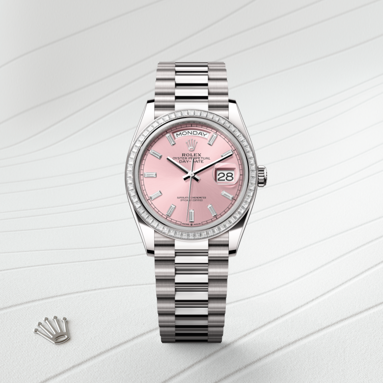 Rolex Day-Date 36, Oyster, 36 mm, hvidguld og diamanter, M128399TBR-0029