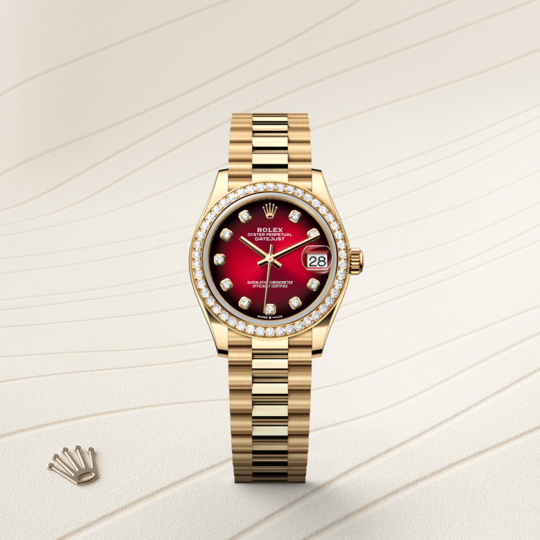 Rolex Datejust 31, Oyster, 31 mm, guld og diamanter, M278288RBR-0041