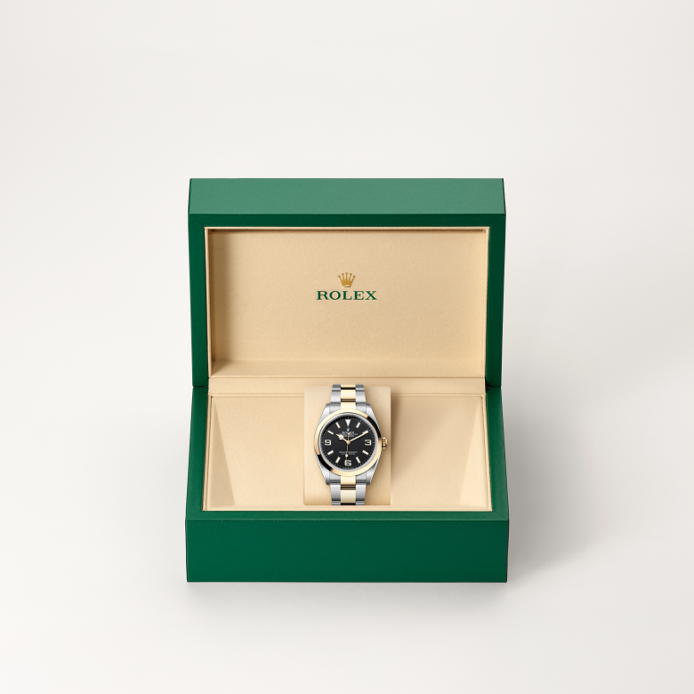 Rolex Explorer 36, Oyster, 36 mm, Oystersteel og gult guld, M124273-0001