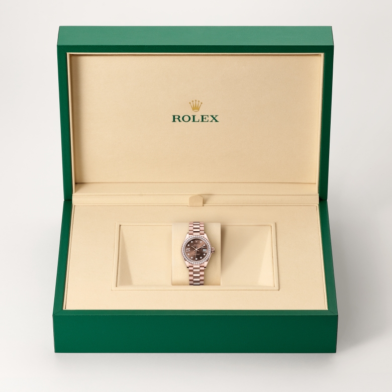 Rolex Lady-Datejust, Oyster, 28 mm, Everose guld og diamanter, M279135RBR-0001