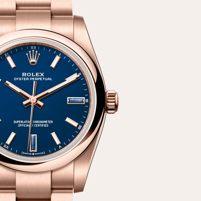 Rolex Oyster Perpetual 34, Oyster, 34 mm, Everose guld, M124205-0002