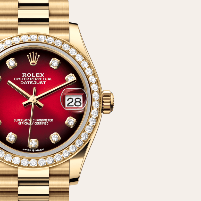Rolex Datejust 31, Oyster, 31 mm, guld og diamanter, M278288RBR-0041