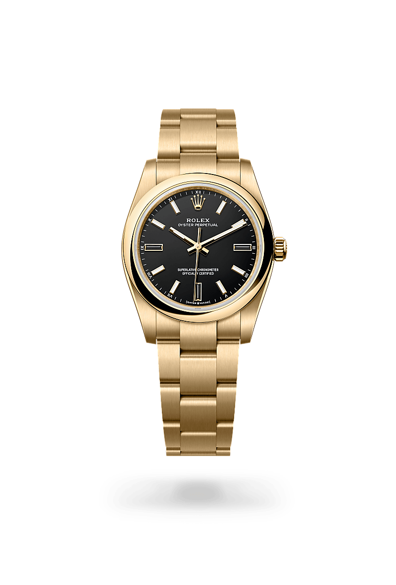 Rolex Oyster Perpetual 34Oyster, 34 mm, gult guldM124208-0001 - Knud Pedersen