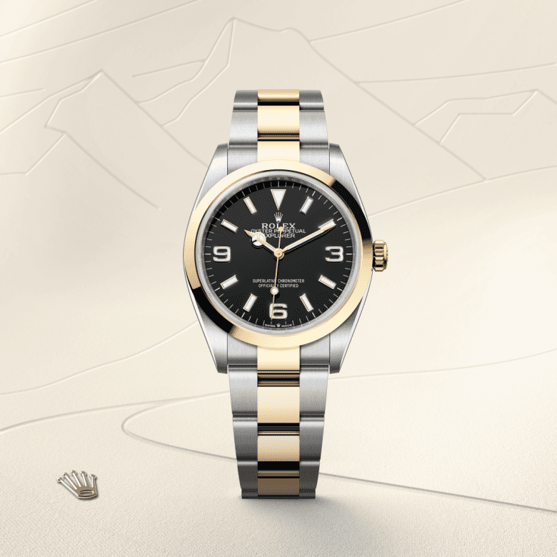 Rolex Explorer 36, Oyster, 36 mm, Oystersteel og gult guld, M124273-0001