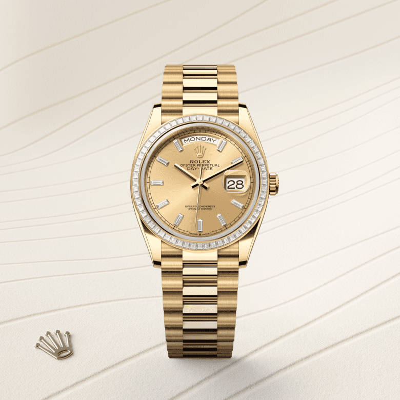 Rolex Day-Date 36, Oyster, 36 mm, guld og diamanter, M128398TBR-0037