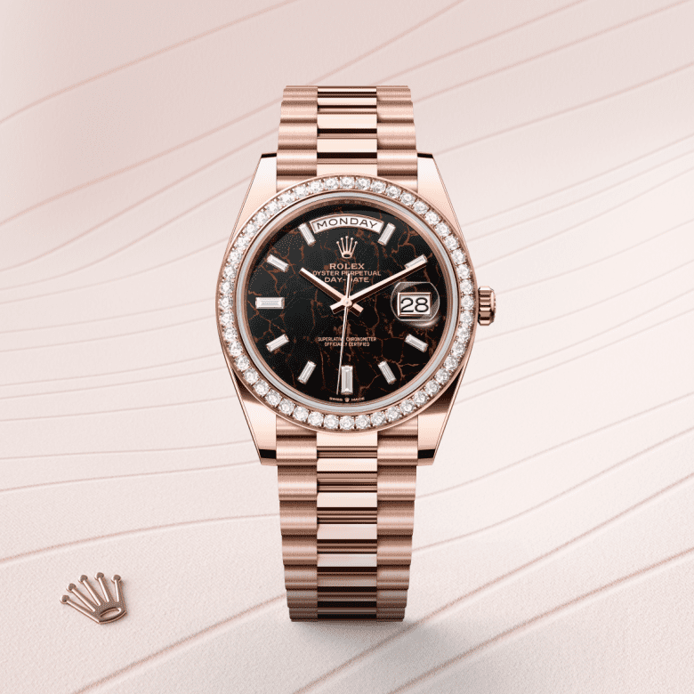 Rolex Day-Date 40, Oyster, 40 mm, Everose guld og diamanter, M228345RBR-0016