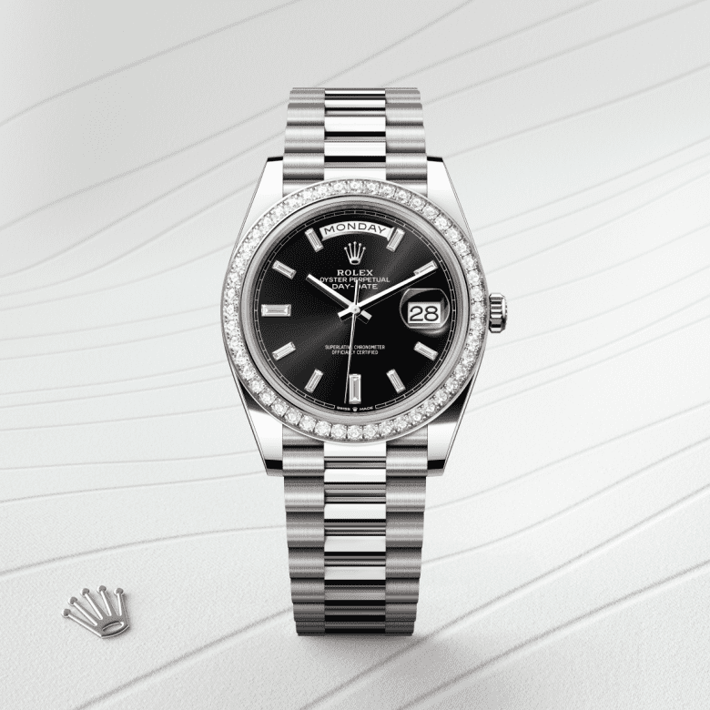 Rolex Day-Date 40, Oyster, 40 mm, hvidguld og diamanter, M228349RBR-0003