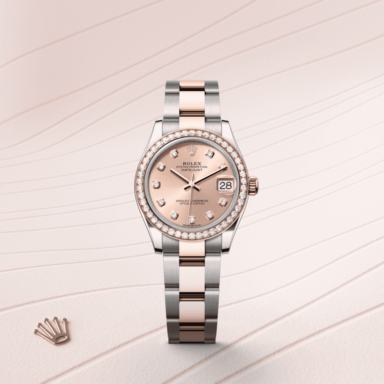 Rolex Datejust 31, Oyster, 31 mm, Oystersteel, Everose guld og diamanter, M278381RBR-0023