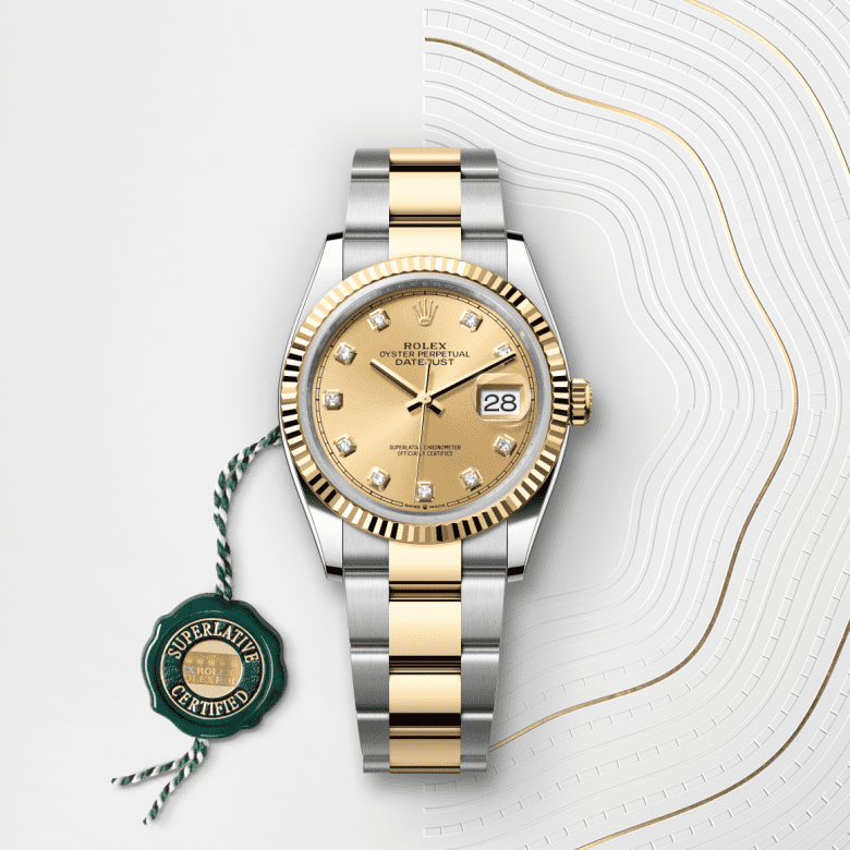 Rolex Datejust 36, Oyster, 36 mm, Oystersteel og gult guld, M126233-0018