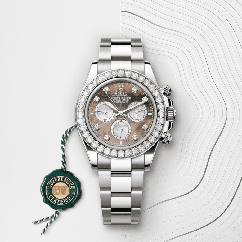 Rolex Cosmograph Daytona, Oyster, 40 mm, hvidguld og diamanter, M126579RBR-0001