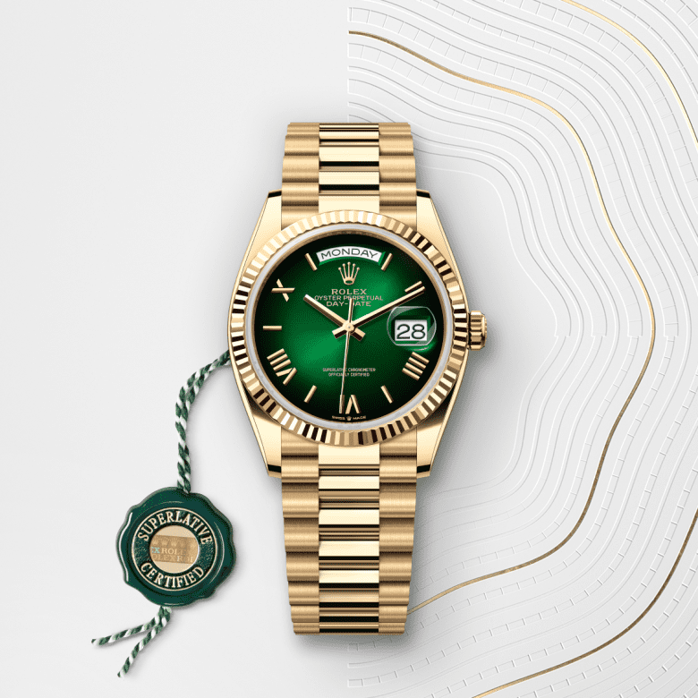 Rolex Day-Date 36, Oyster, 36 mm, gult guld, M128238-0118