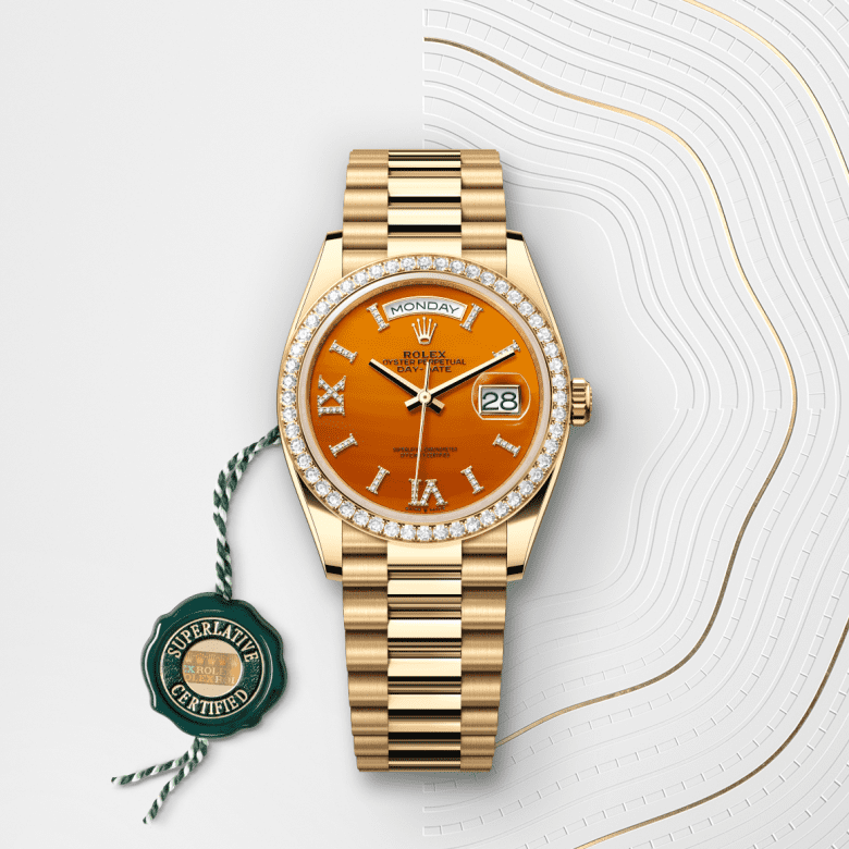 Rolex Day-Date 36, Oyster, 36 mm, guld og diamanter, M128348RBR-0049