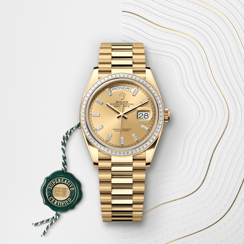 Rolex Day-Date 36, Oyster, 36 mm, guld og diamanter, M128398TBR-0037