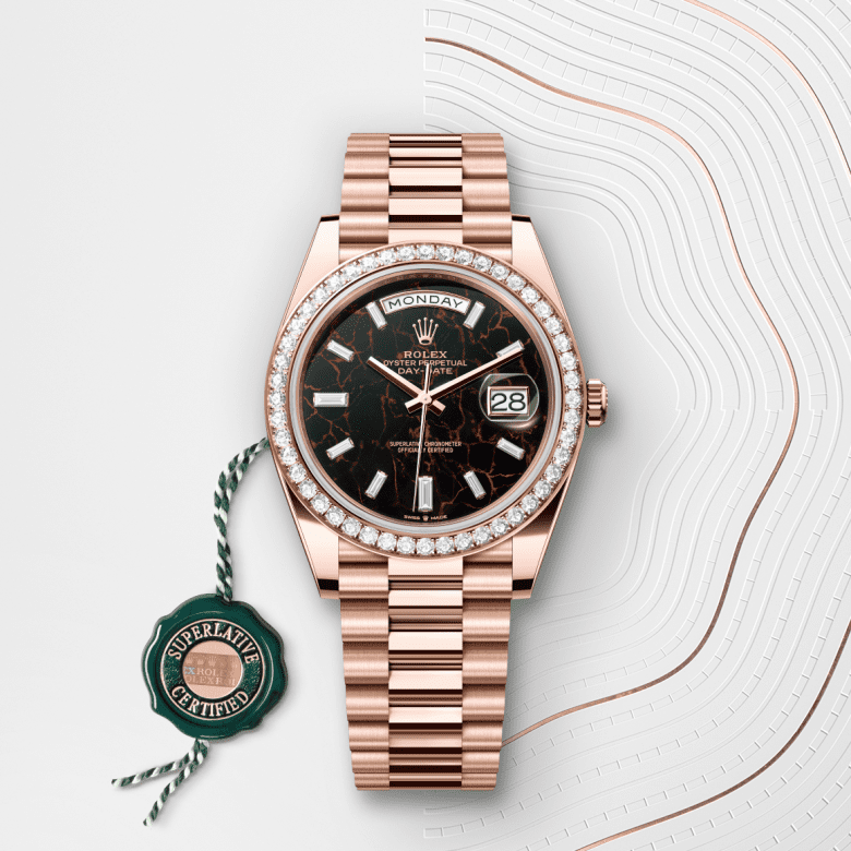 Rolex Day-Date 40, Oyster, 40 mm, Everose guld og diamanter, M228345RBR-0016