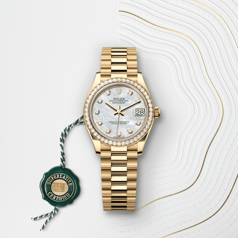Rolex Datejust 31, Oyster, 31 mm, guld og diamanter, M278288RBR-0006