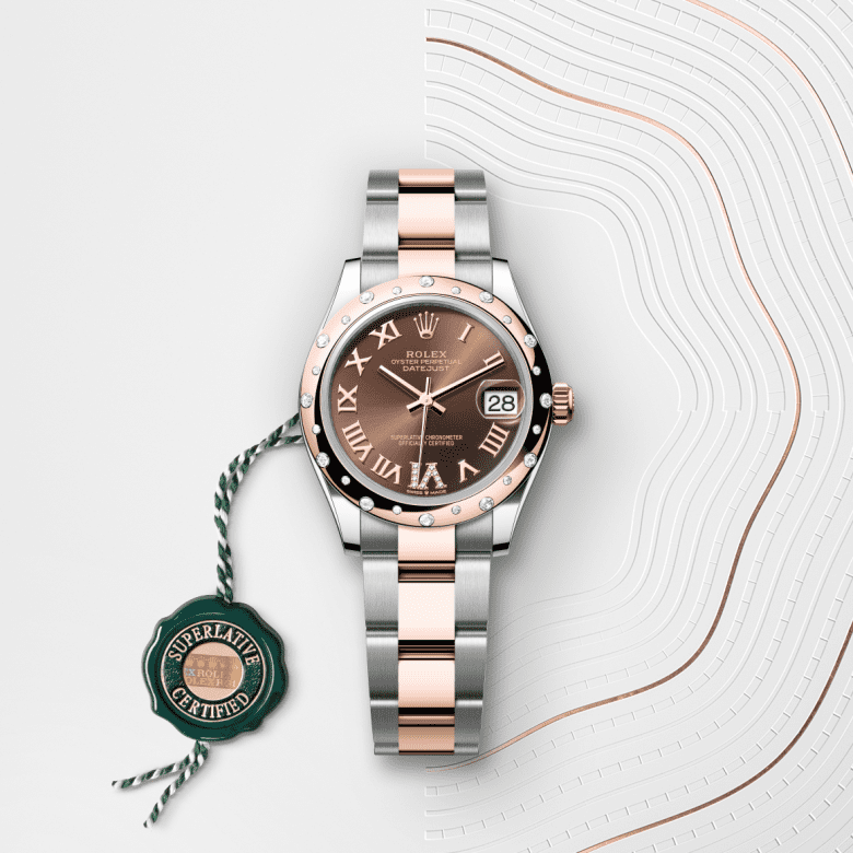 Rolex Datejust 31, Oyster, 31 mm, Oystersteel, Everose guld og diamanter, M278341RBR-0003