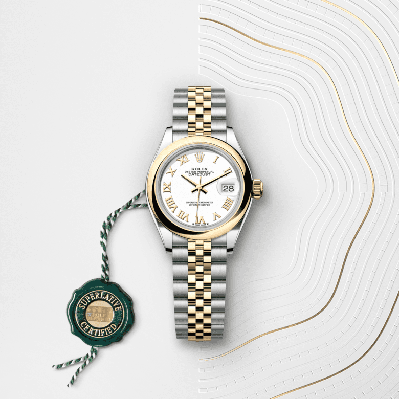 Rolex Lady-Datejust, Oyster, 28 mm, Oystersteel og gult guld, M279163-0023