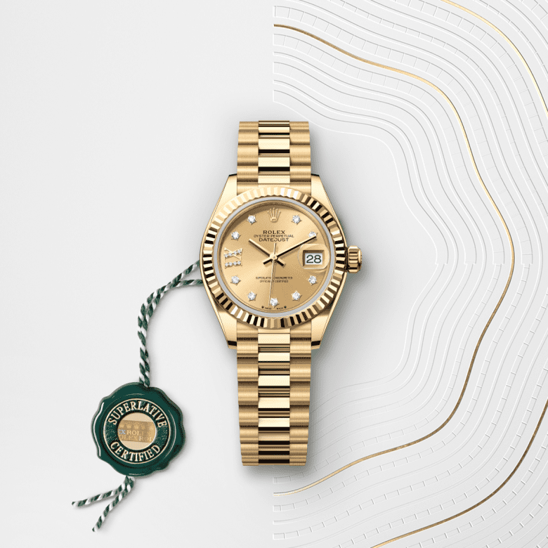 Rolex Lady-Datejust, Oyster, 28 mm, gult guld, M279178-0013