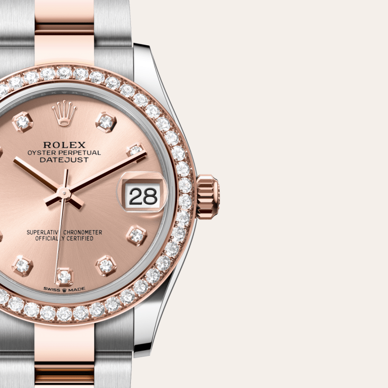 Rolex Datejust 31, Oyster, 31 mm, Oystersteel, Everose guld og diamanter, M278381RBR-0023