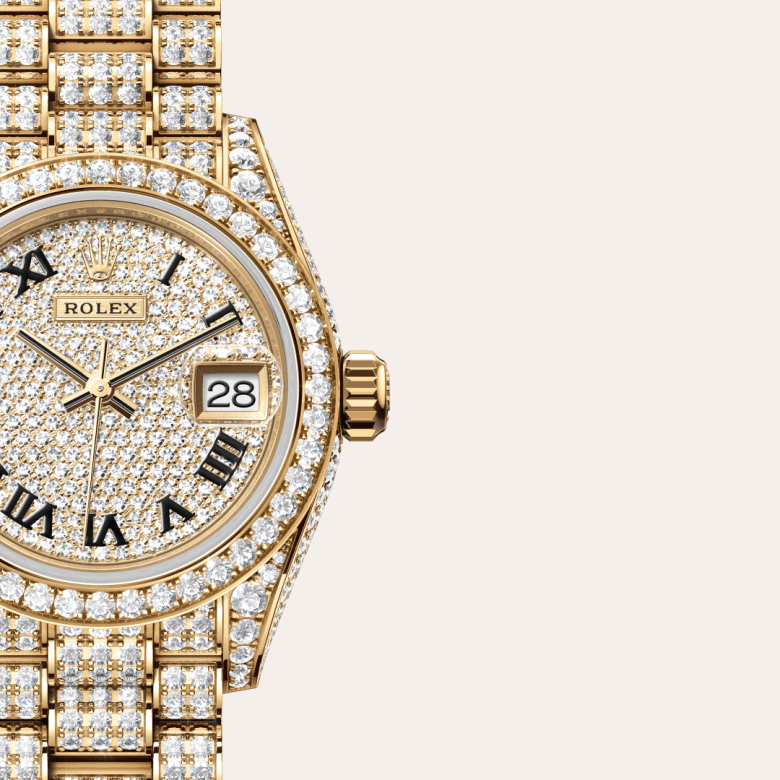 Rolex Lady-Datejust, Oyster, 28 mm, guld og diamanter, M279458RBR-0001