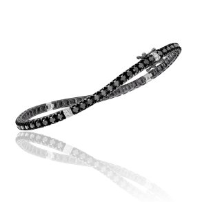 Tennisarmbnd Modern 18kt sort rhodineret hvidguld - Sorte brillianter og diamanter
